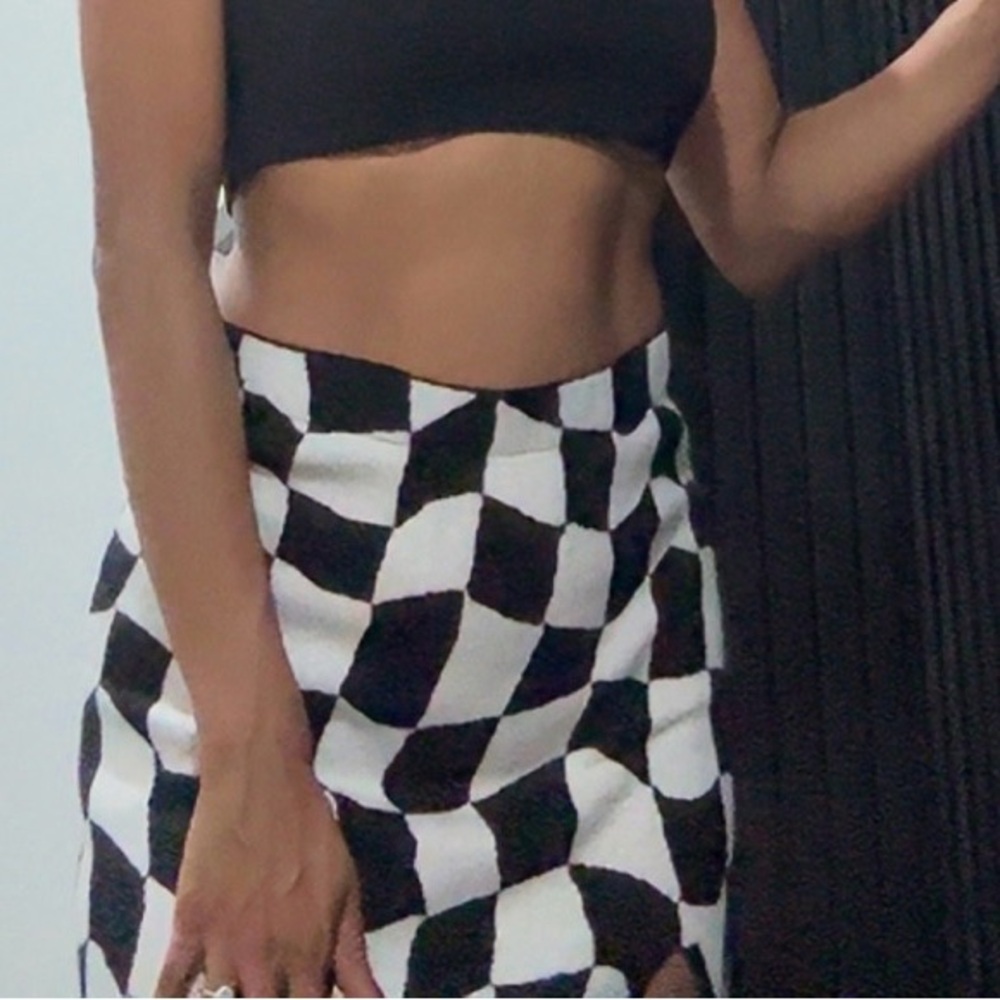 Checkered Black and White Women's Skirt